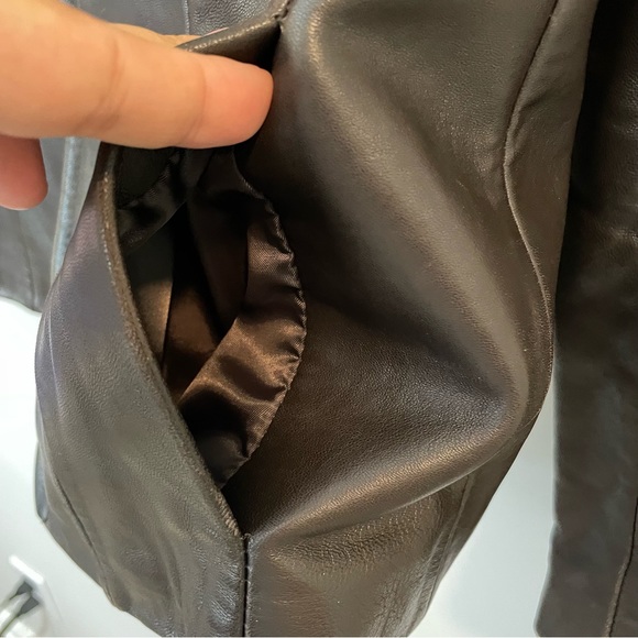 Avanti Genuine Leather Jacket Womens M Dark Brown Full Zip Fitted Design Biker - Picture 9 of 13